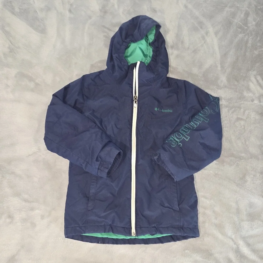 Columbia Youth Jacket Coat Boys Size Small 8 Large Blue‎ Green Coat